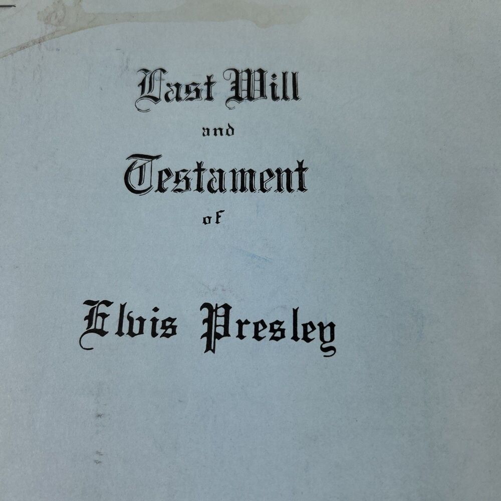 Elvis Presley Interesting Souvenir copy of his Last Will & Testament 1977
